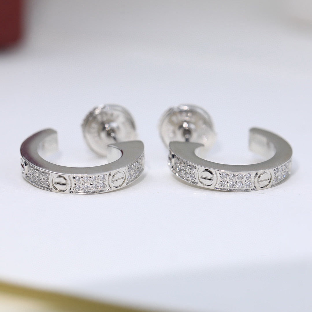 [Rani Jewelry] LOVE 5.5MM DIAMOND PAVED EARRINGS