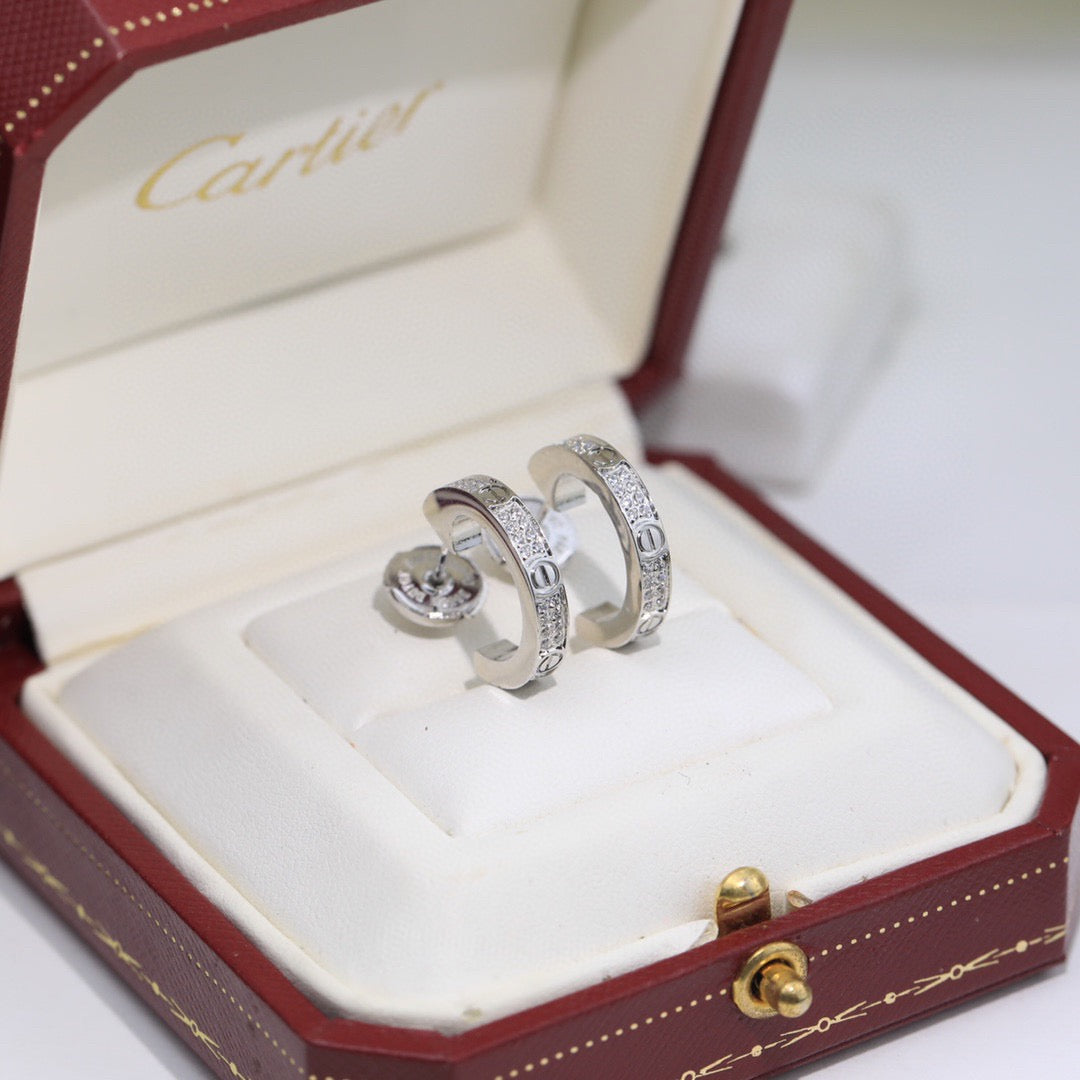 [Rani Jewelry] LOVE 5.5MM DIAMOND PAVED EARRINGS