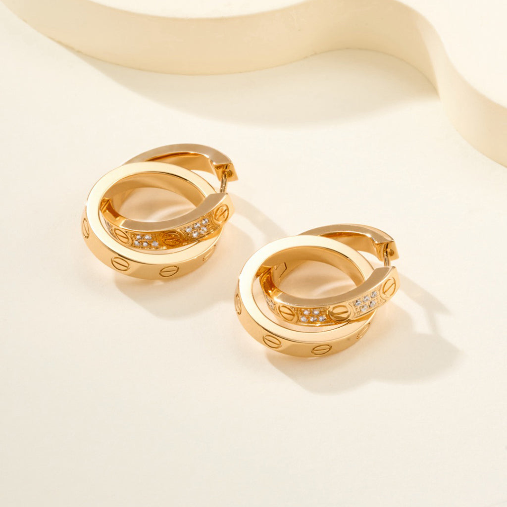 [Rani Jewelry] LOVE 3.3MM DANGLE HALF DIAMOND EARRINGS