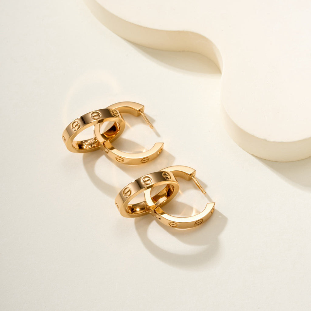 [Rani Jewelry] LOVE 3.3MM DANGLE HALF DIAMOND EARRINGS