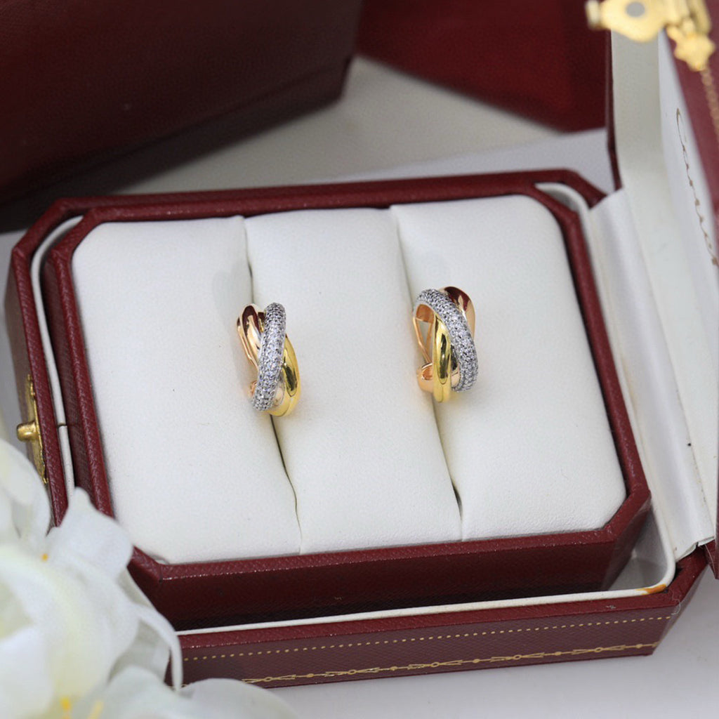 [Rani Jewelry] TRINITY HALF DIAMOND  CLASSIC EARRINGS