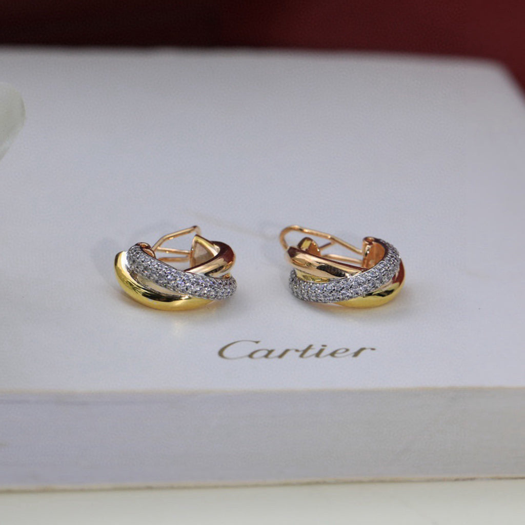 [Rani Jewelry] TRINITY HALF DIAMOND  CLASSIC EARRINGS