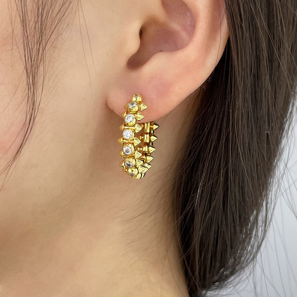 [Rani Jewelry] CLASH FULL DIAMOND MEDIUM EARRINGS