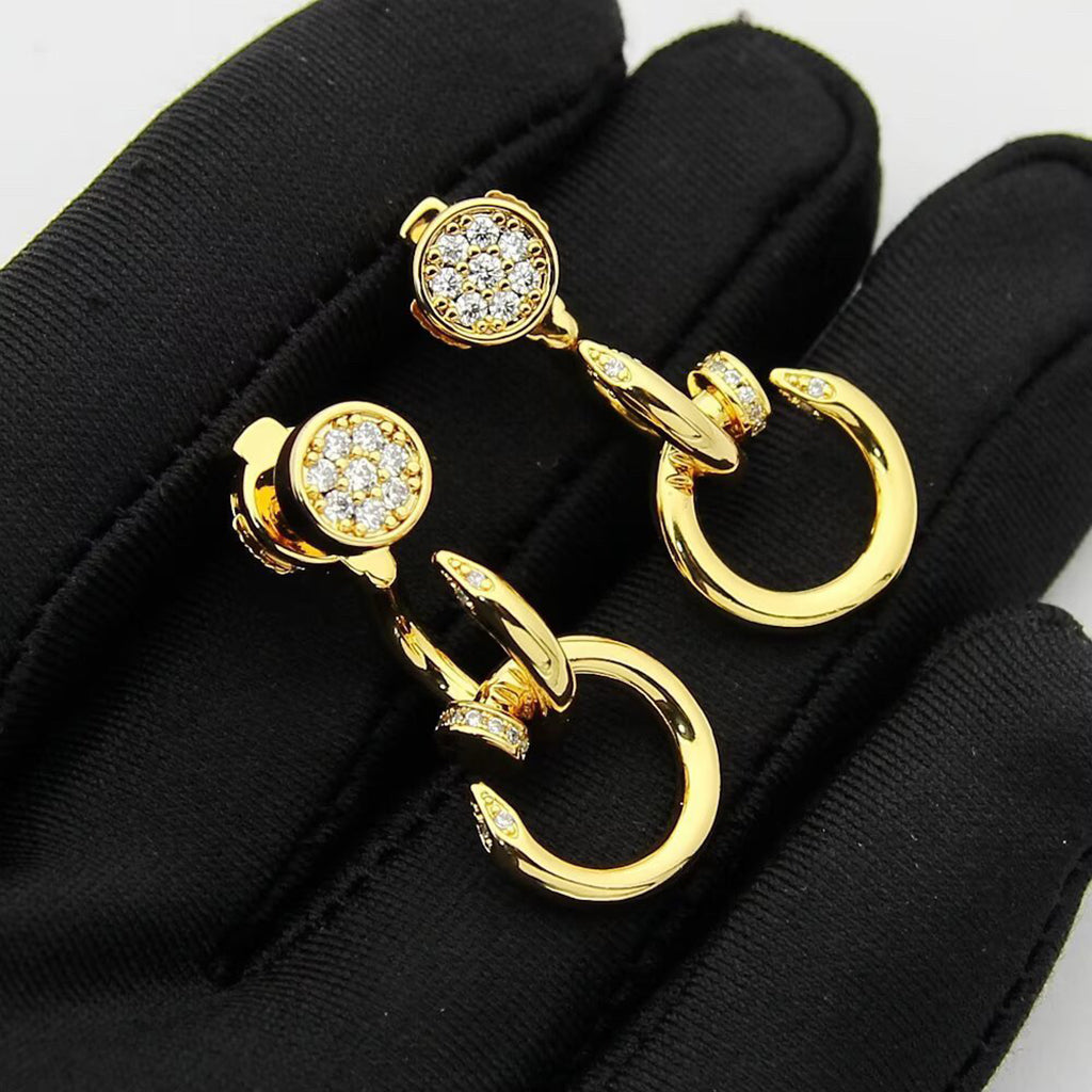 [Rani Jewelry] JUSTE HALF DIAMOND DOUBLE EARRINGS