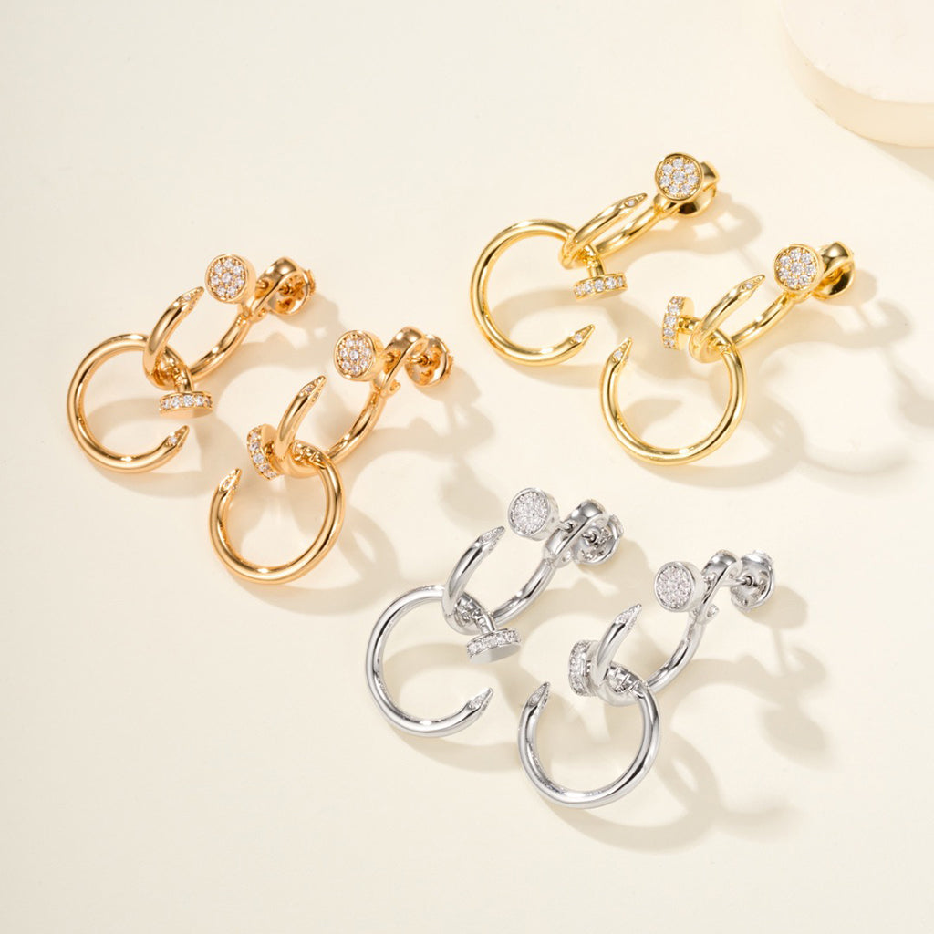 [Rani Jewelry] JUSTE HALF DIAMOND DOUBLE EARRINGS
