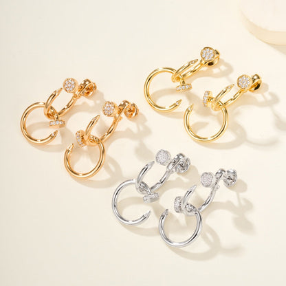 [Rani Jewelry] JUSTE HALF DIAMOND DOUBLE EARRINGS