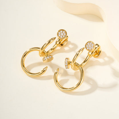 [Rani Jewelry] JUSTE HALF DIAMOND DOUBLE EARRINGS