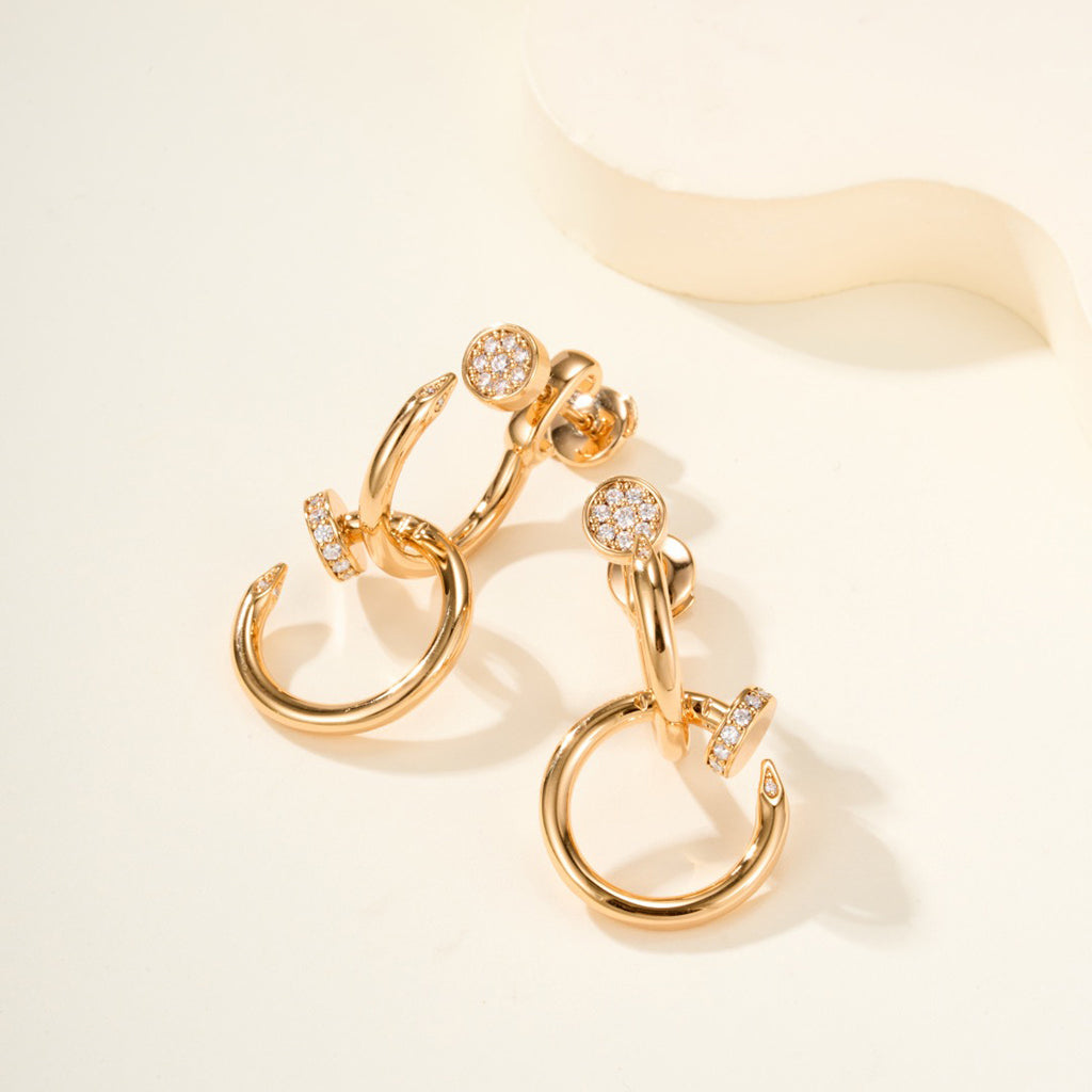 [Rani Jewelry] JUSTE HALF DIAMOND DOUBLE EARRINGS