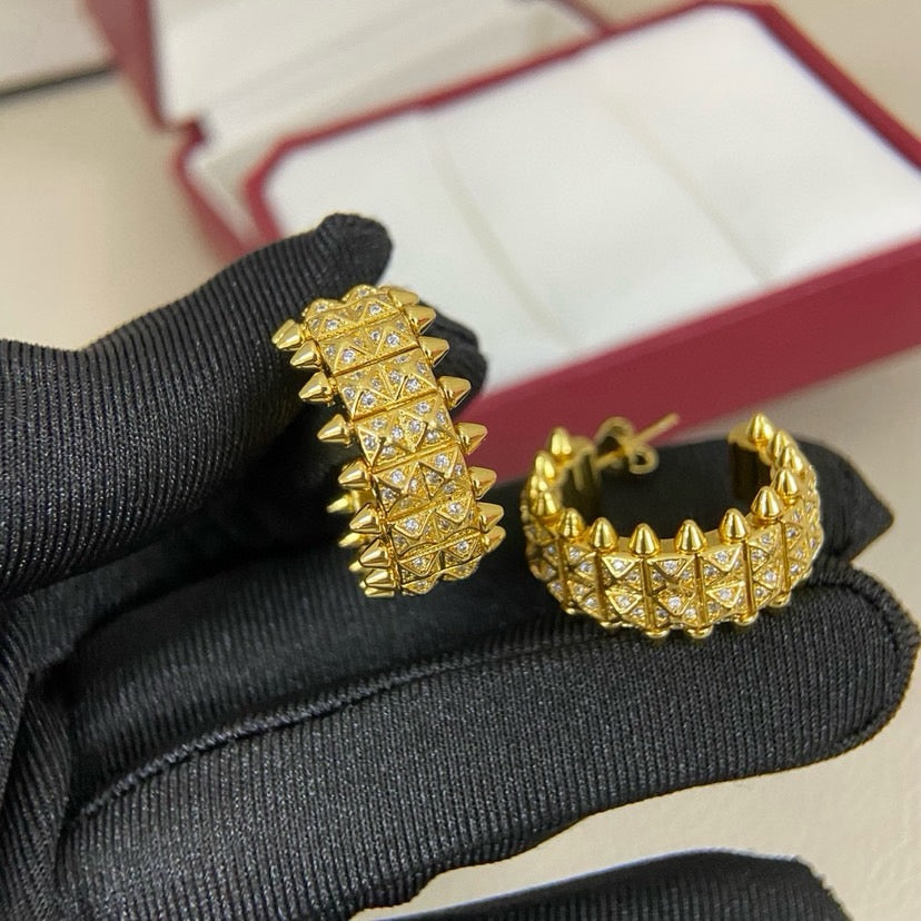 [Rani Jewelry] CLASH 9.2MM FULL DIAMOND DOUBLE ROW EARRINGS