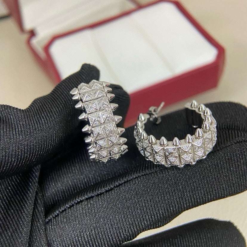 [Rani Jewelry] CLASH 9.2MM FULL DIAMOND DOUBLE ROW EARRINGS