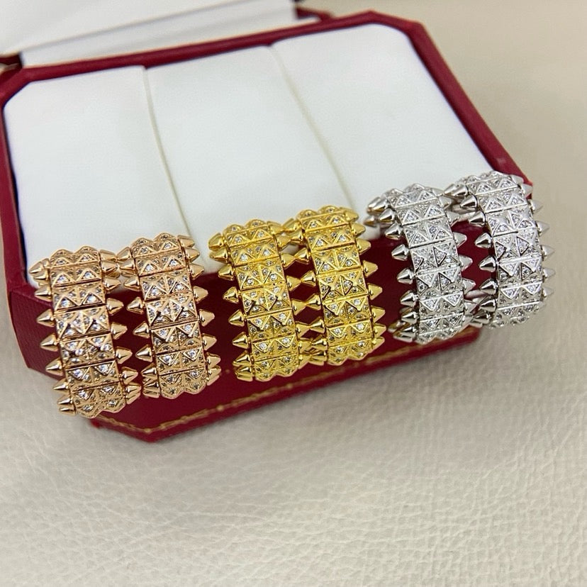 [Rani Jewelry] CLASH 9.2MM FULL DIAMOND DOUBLE ROW EARRINGS
