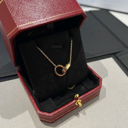 [Rani Jewelry] LOVE DOUBLE RING HALF DIAMOND NECKLACE