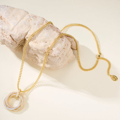 [Rani Jewelry] TRINITY LARGE FULL DIAMOND  NECKLACE
