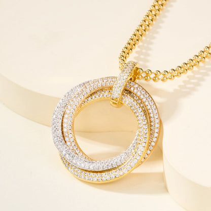 [Rani Jewelry] TRINITY LARGE FULL DIAMOND  NECKLACE