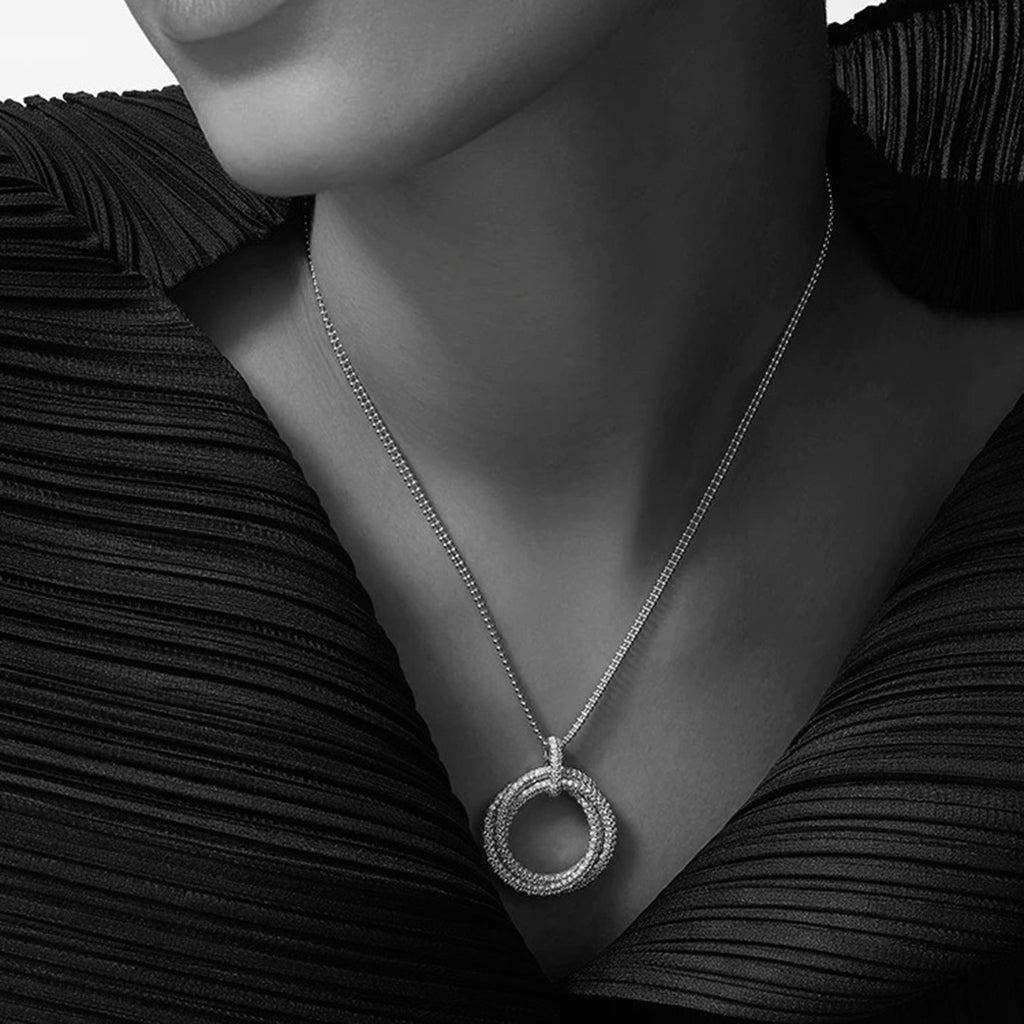 [Rani Jewelry] TRINITY LARGE FULL DIAMOND  NECKLACE