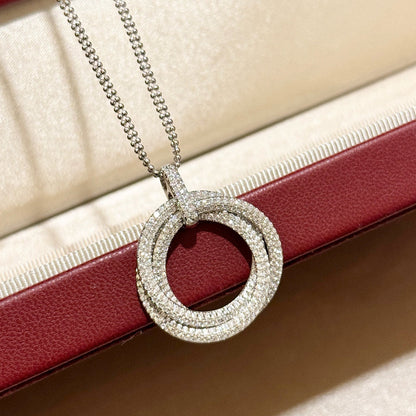 [Rani Jewelry] TRINITY LARGE FULL DIAMOND  NECKLACE