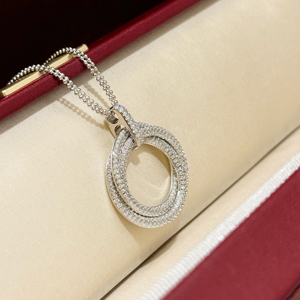 [Rani Jewelry] TRINITY LARGE FULL DIAMOND  NECKLACE
