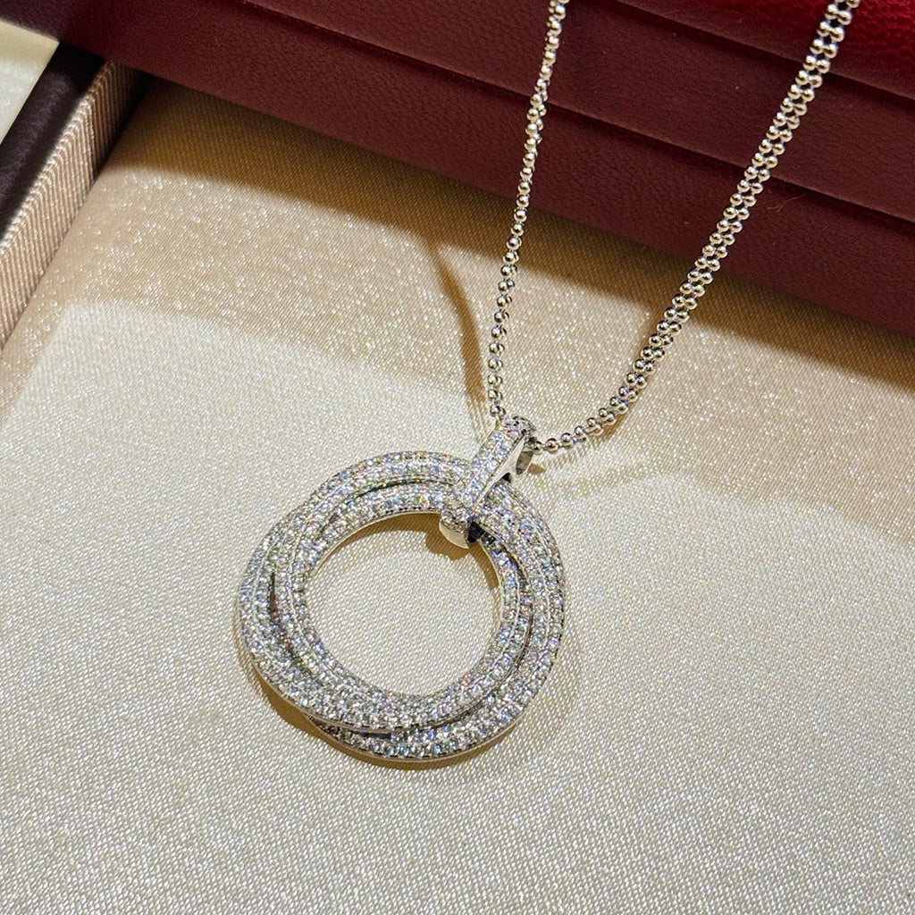 [Rani Jewelry] TRINITY LARGE FULL DIAMOND  NECKLACE