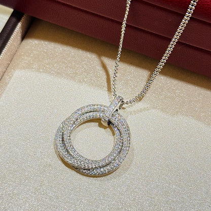 [Rani Jewelry] TRINITY LARGE FULL DIAMOND  NECKLACE