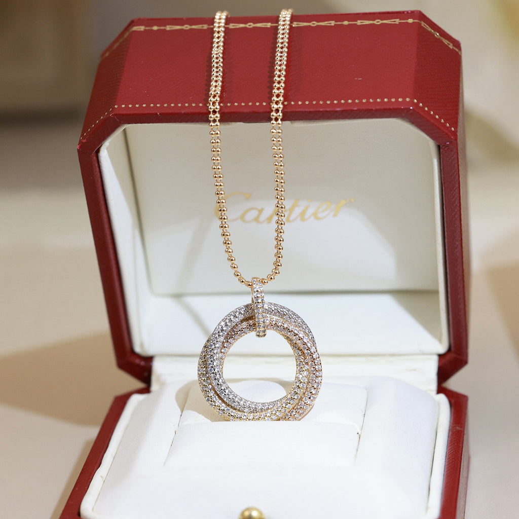 [Rani Jewelry] TRINITY LARGE FULL DIAMOND  NECKLACE