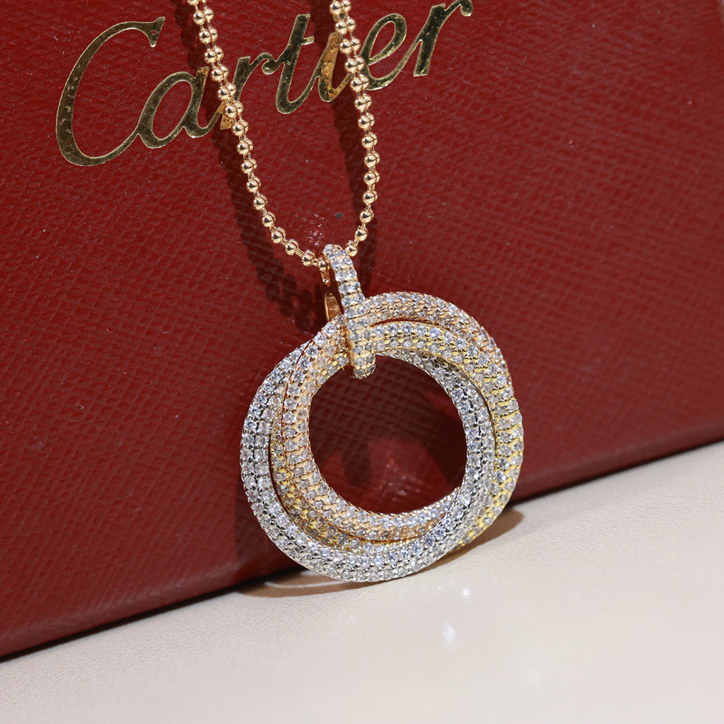 [Rani Jewelry] TRINITY LARGE FULL DIAMOND  NECKLACE