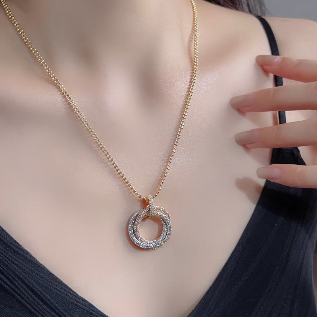 [Rani Jewelry] TRINITY LARGE FULL DIAMOND  NECKLACE
