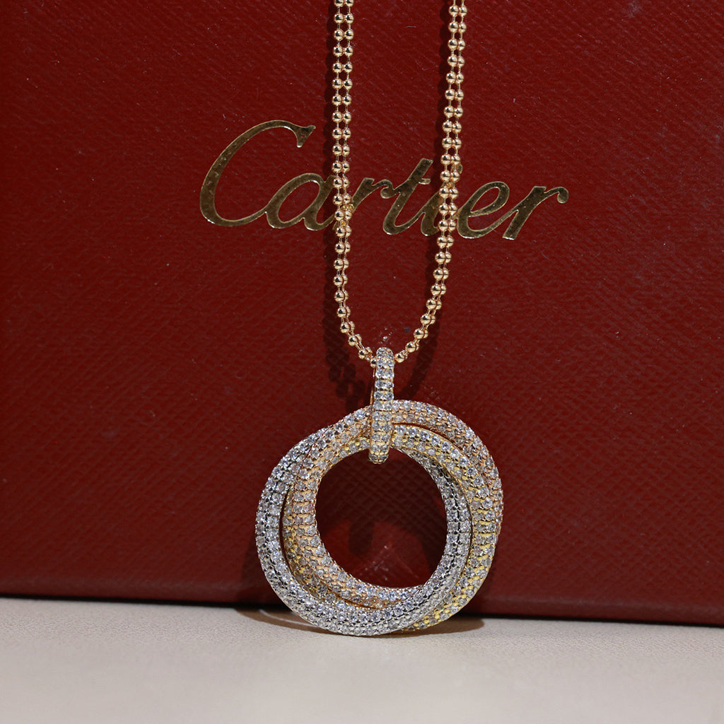 [Rani Jewelry] TRINITY LARGE FULL DIAMOND  NECKLACE