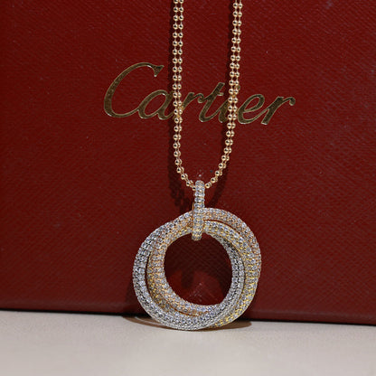 [Rani Jewelry] TRINITY LARGE FULL DIAMOND  NECKLACE