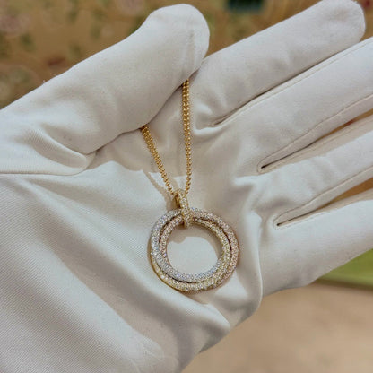 [Rani Jewelry] TRINITY LARGE FULL DIAMOND  NECKLACE