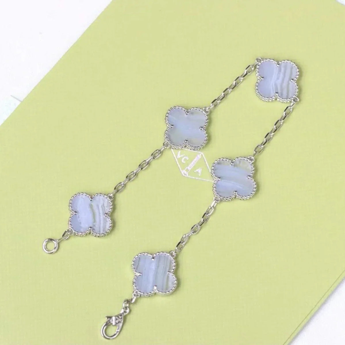 [Rani Jewelry] CLOVER 5 MOTIF PURPLE CHALCEDONY BRACELET COLLECTION