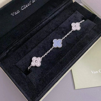 [Rani Jewelry] CLOVER 5 MOTIF PURPLE CHALCEDONY BRACELET COLLECTION