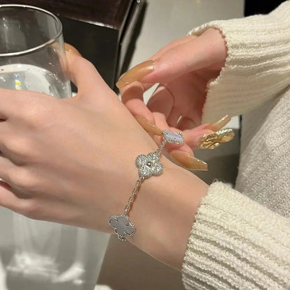 [Rani Jewelry] CLOVER 5 MOTIF PURPLE CHALCEDONY BRACELET COLLECTION