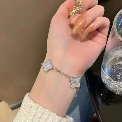 [Rani Jewelry] CLOVER 5 MOTIF PURPLE CHALCEDONY BRACELET COLLECTION