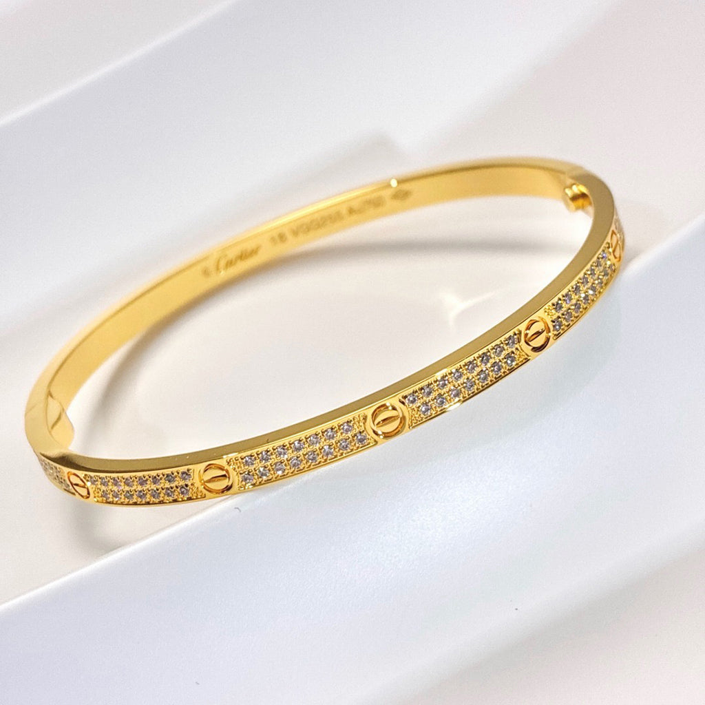 [Rani Jewelry] JUSTE Diamond & LOVE Diamond-Paved Bracelet Stack Set