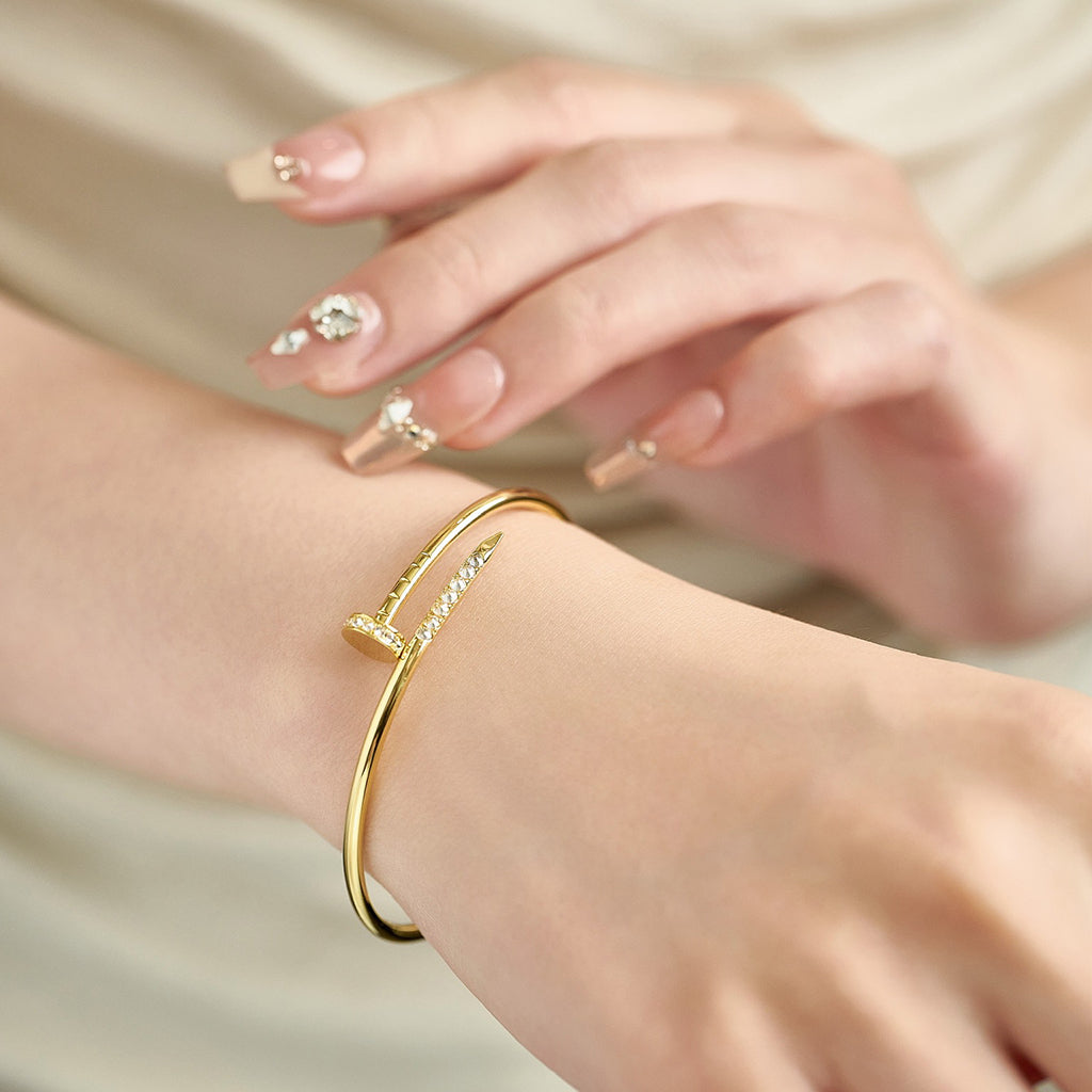 [Rani Jewelry] JUSTE Diamond & LOVE Diamond-Paved Bracelet Stack Set