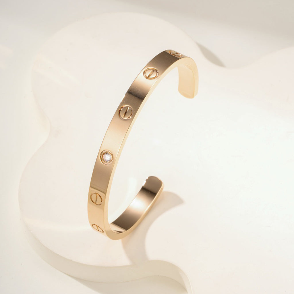 [Rani Jewelry] LOVE BRACELET 6.1MM 1 DIAMOND OPEN CUFF
