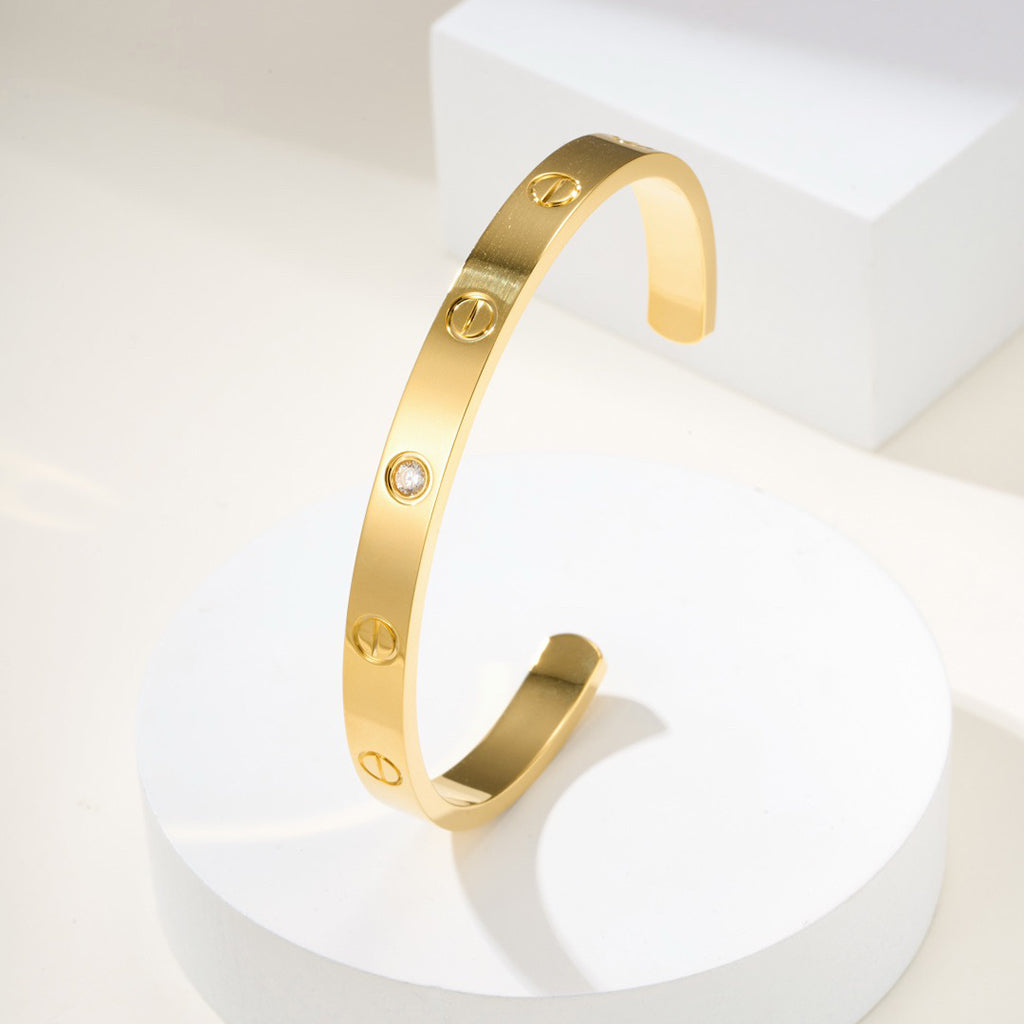 [Rani Jewelry] LOVE BRACELET 6.1MM 1 DIAMOND OPEN CUFF