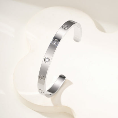 [Rani Jewelry] LOVE BRACELET 6.1MM 1 DIAMOND OPEN CUFF