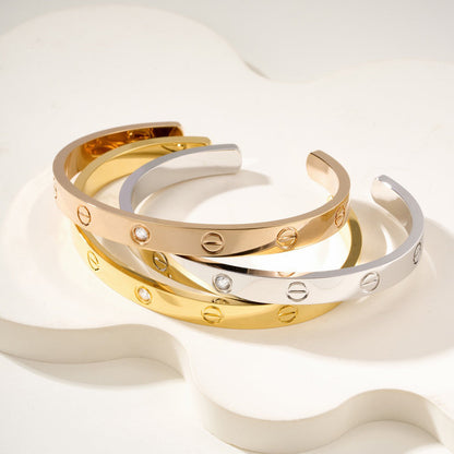 [Rani Jewelry] LOVE BRACELET 6.1MM 1 DIAMOND OPEN CUFF