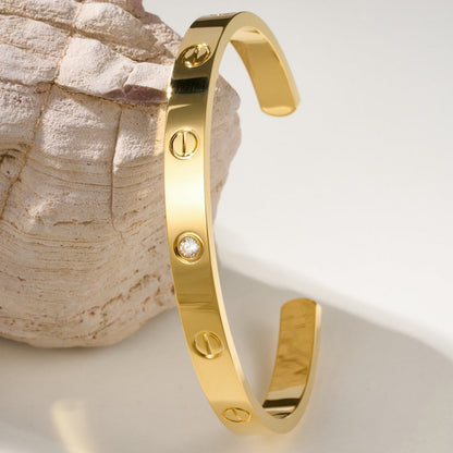[Rani Jewelry] LOVE BRACELET 6.1MM 1 DIAMOND OPEN CUFF