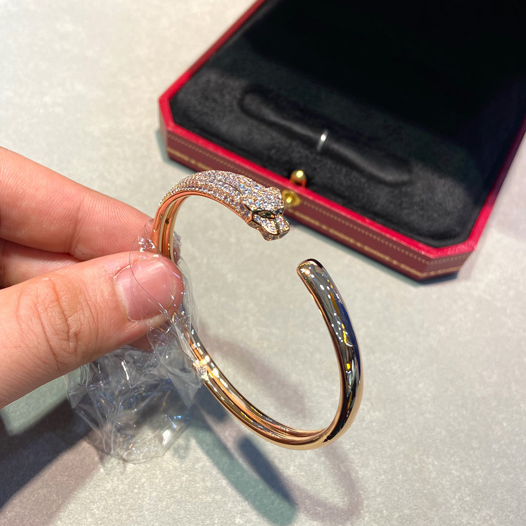[Rani Jewelry] PANTHERE HALF DIAMOND OPEN BRACELET