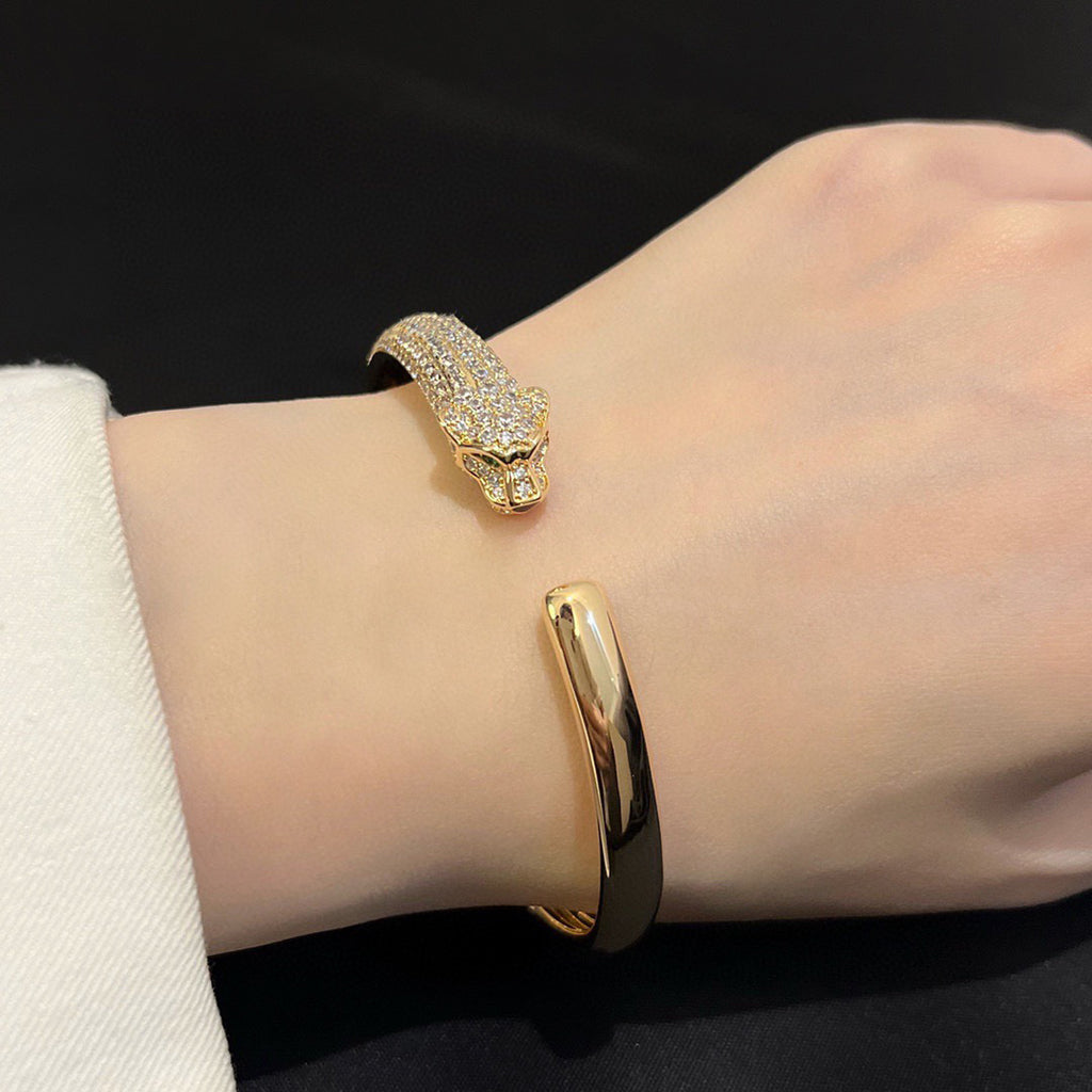 [Rani Jewelry] PANTHERE HALF DIAMOND OPEN BRACELET