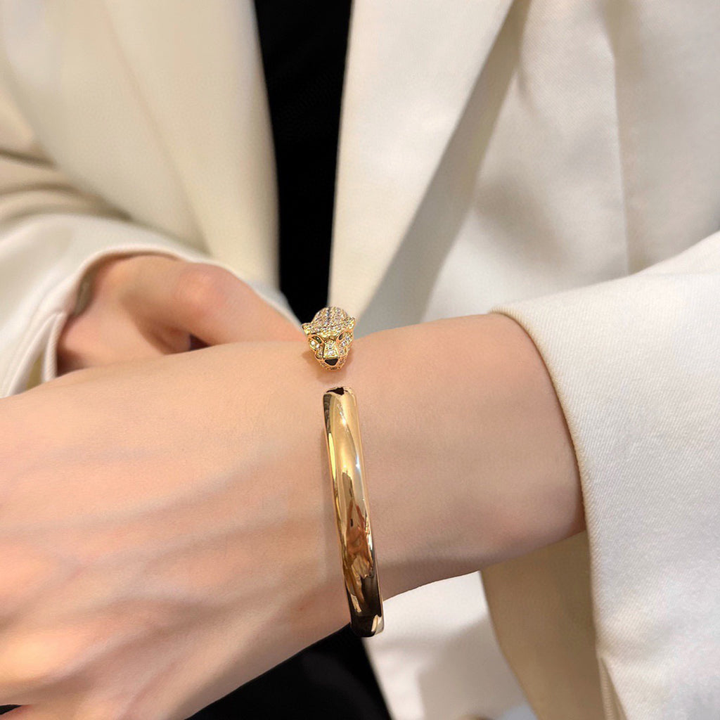 [Rani Jewelry] PANTHERE HALF DIAMOND OPEN BRACELET