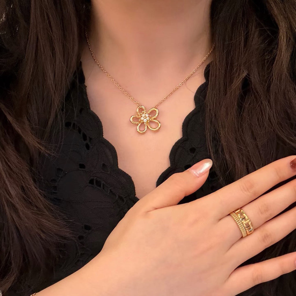 [Rani Jewelry]FLOWERLACE NECKLACE 5 DIAMONDS
