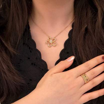 [Rani Jewelry]FLOWERLACE NECKLACE 5 DIAMONDS