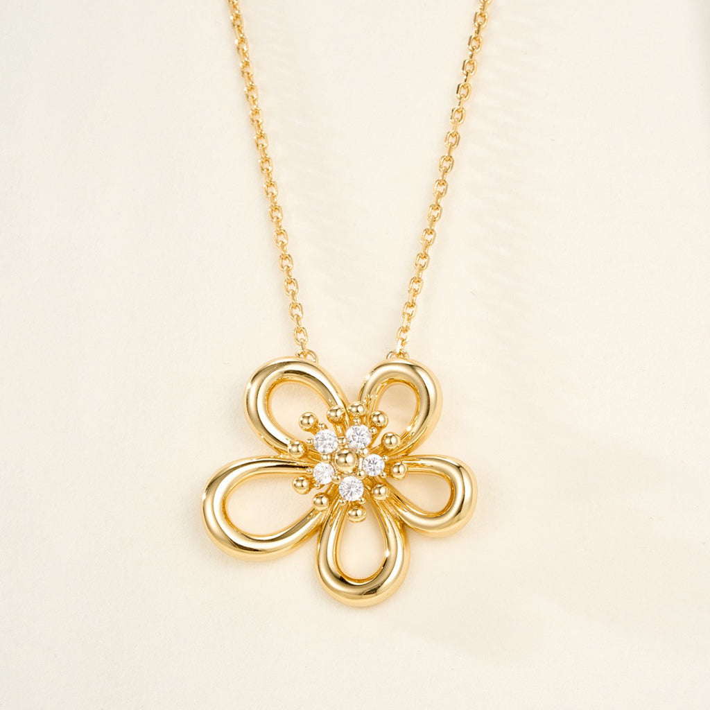 [Rani Jewelry]FLOWERLACE NECKLACE 5 DIAMONDS