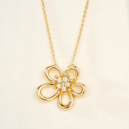 [Rani Jewelry]FLOWERLACE NECKLACE 5 DIAMONDS