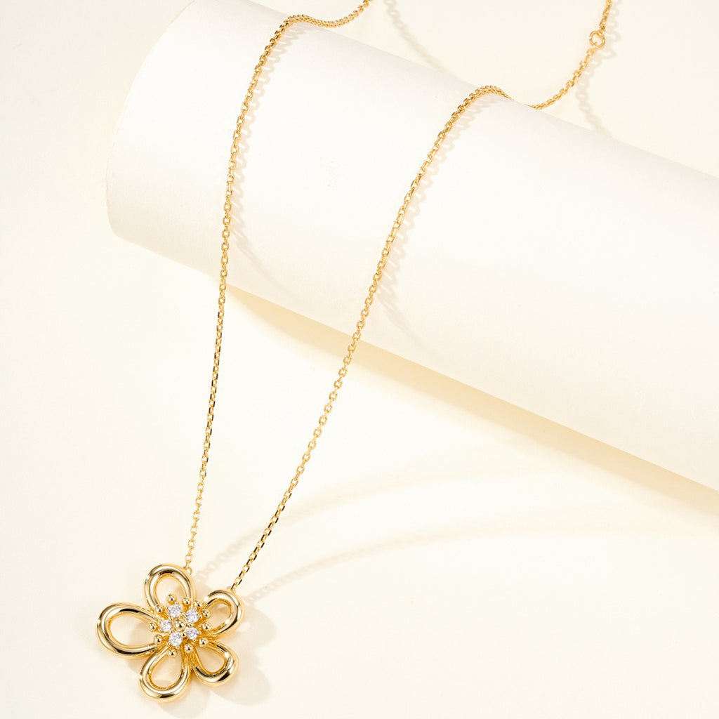 [Rani Jewelry]FLOWERLACE NECKLACE 5 DIAMONDS