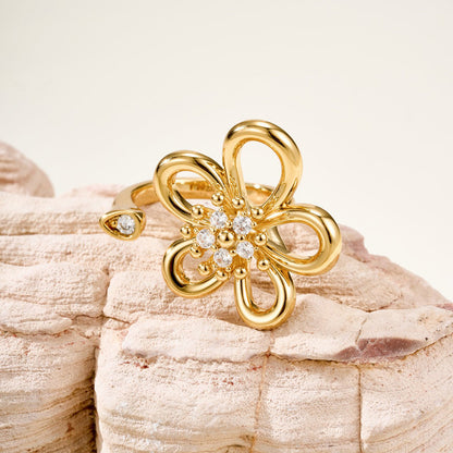 [Rani Jewelry]  FLOWERLACE OPEN RING 5 DIAMONDS