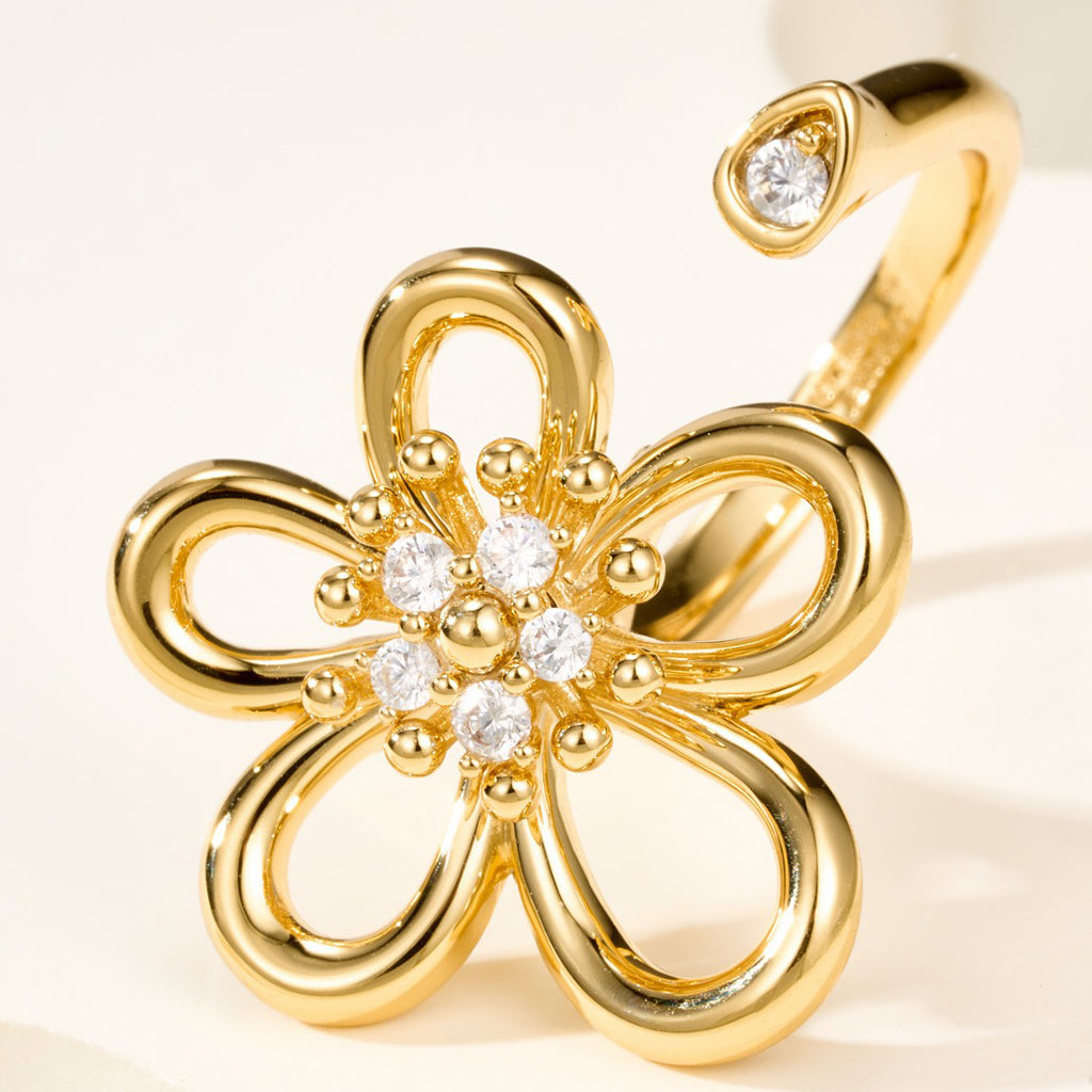 [Rani Jewelry]  FLOWERLACE OPEN RING 5 DIAMONDS